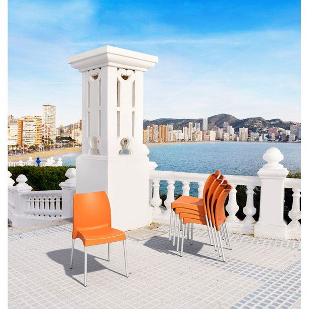 Outdoor Cafe Chair in Metal Legs Base -