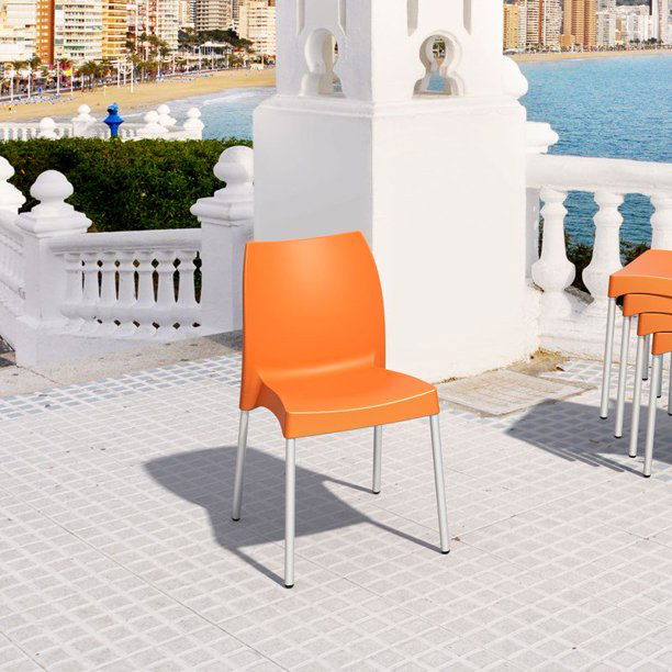 Outdoor Cafe Chair in Metal Legs Base -