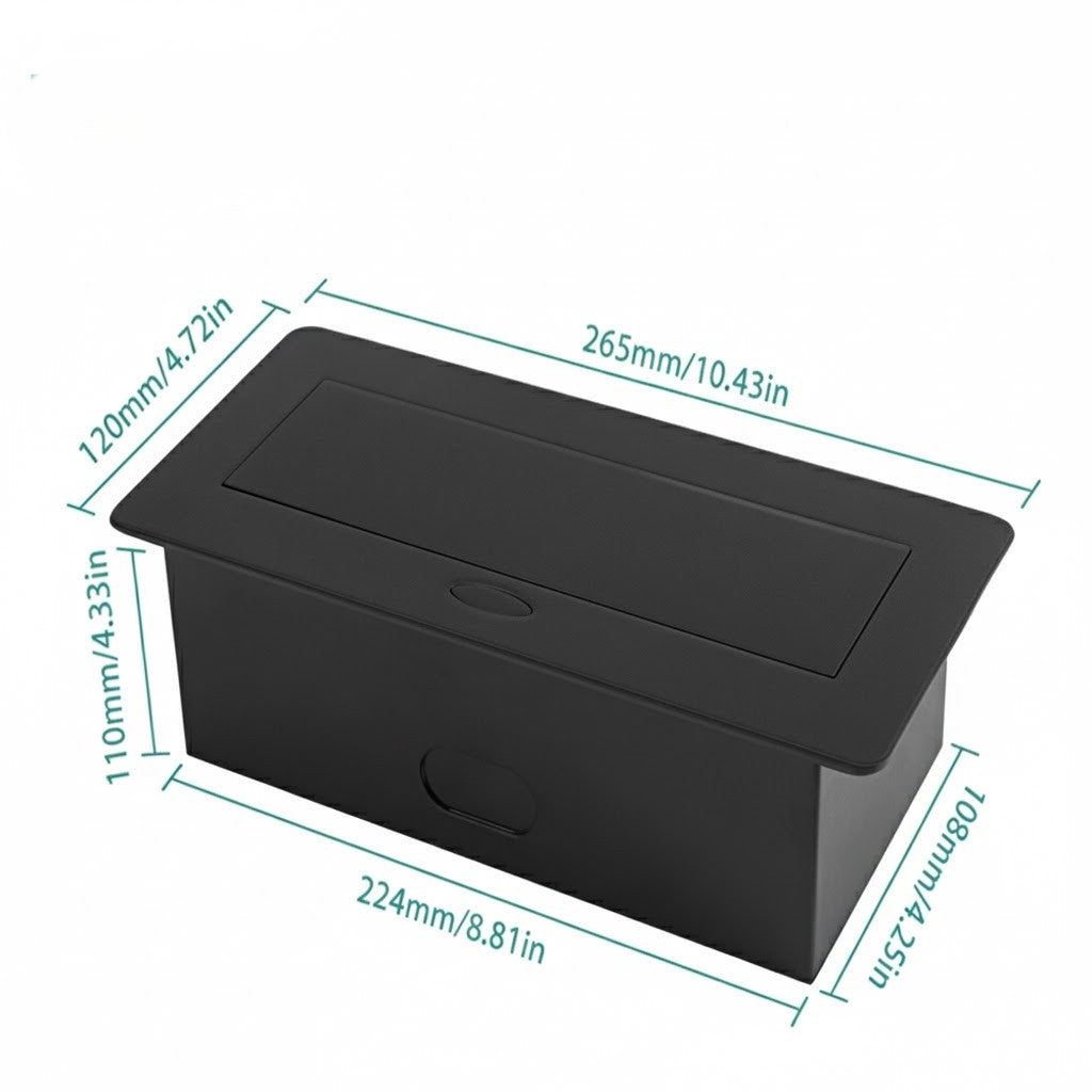 Conference Table Pop Up Box Retractable and Power Socket with Fast Charging USB (Black)