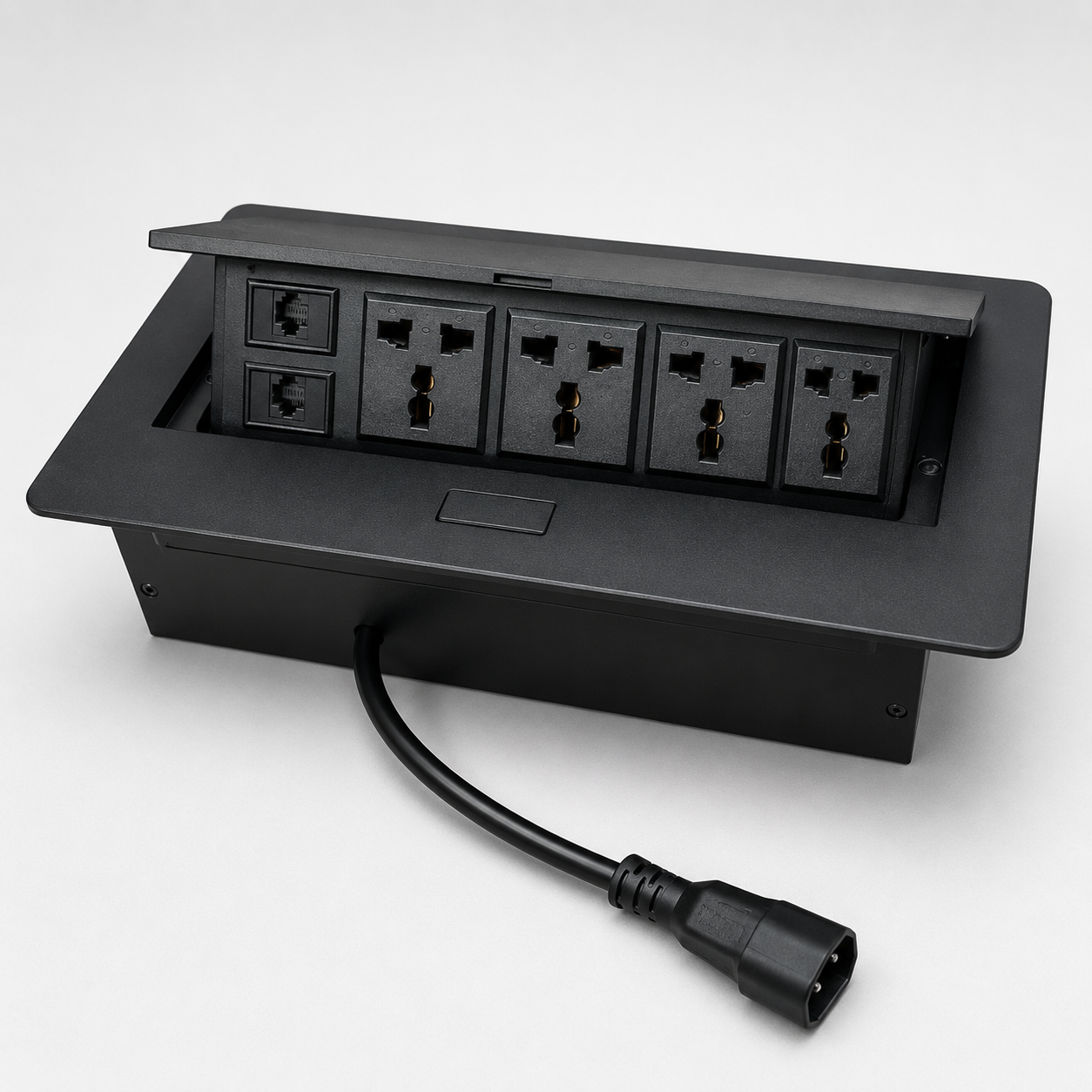 Pop Up Power Socket Box with 4 Power Sockets for Office Tables, Conference Rooms, Meeting Rooms,