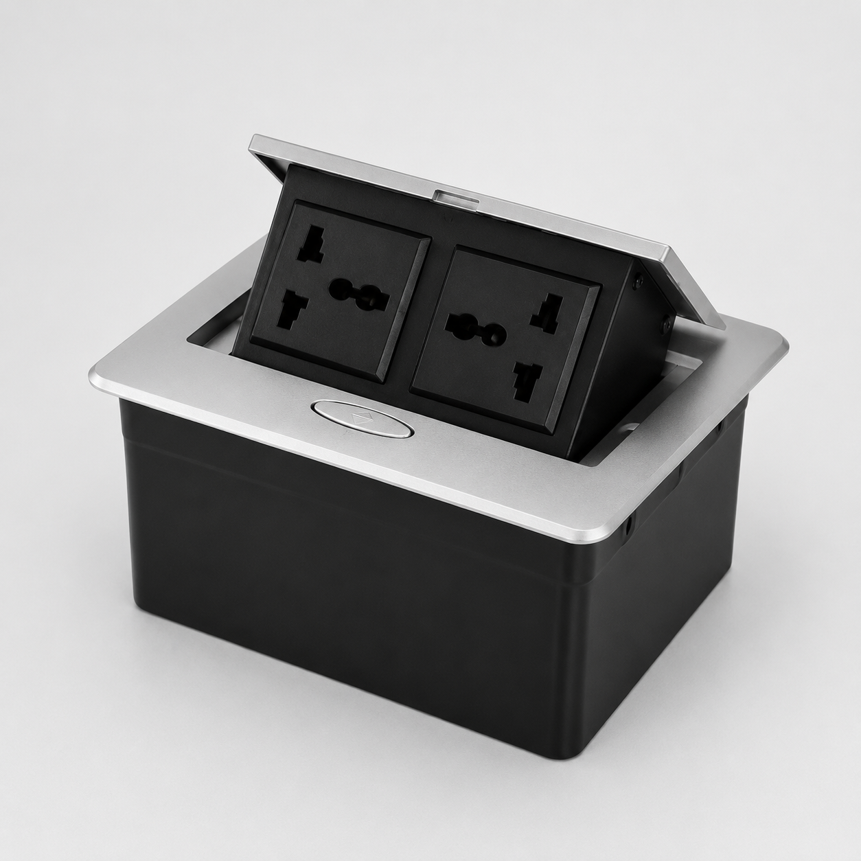 Built In Pop Up Power Socket for Office Desks with Dual Power Outlets for Conference Tables, Meeting Rooms, Workstations and Home Offices