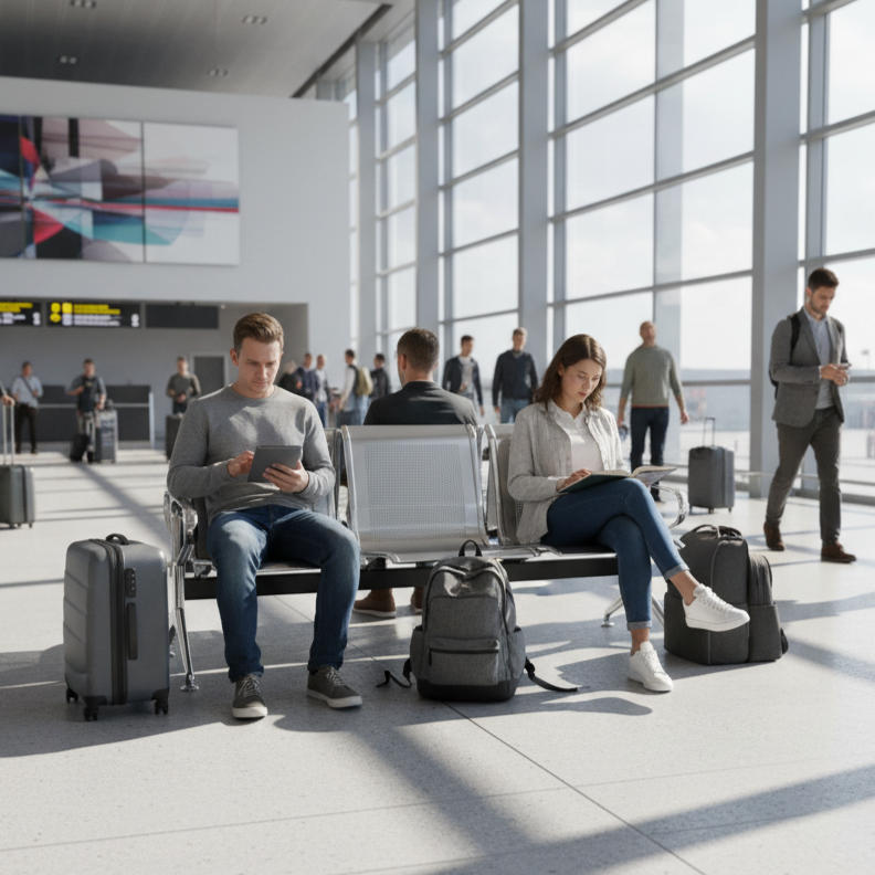 Airport Waiting Chair with High Strength Construction and Armrest Support for Comfortable Public Seating