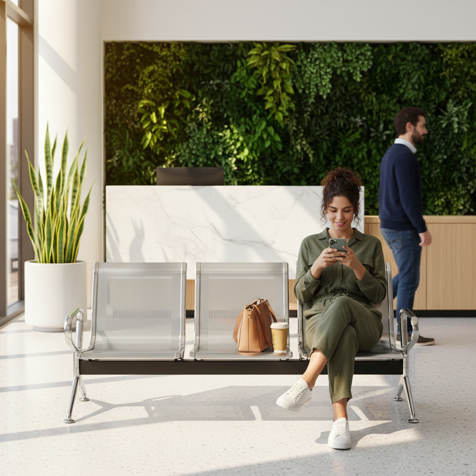 Airport Waiting Chair with High Strength Construction and Armrest Support for Comfortable Public Seating