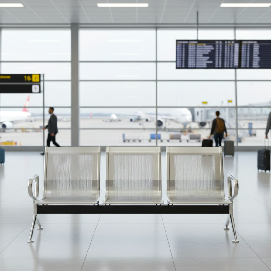 Airport Waiting Chair with High Strength Construction and Armrest Support for Comfortable Public Seating