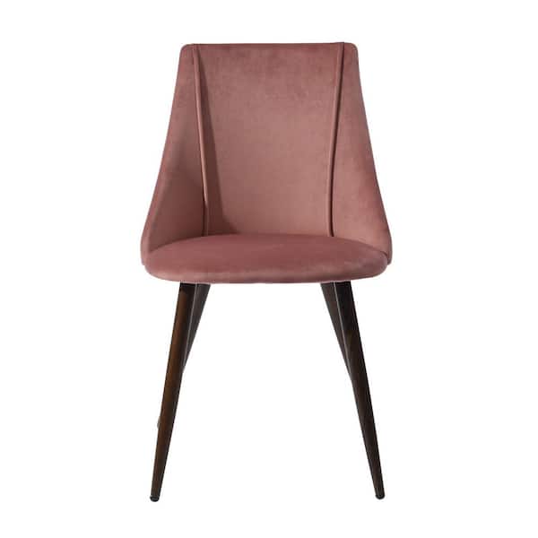 Pink Dining Chair with Wooden Frame Base -