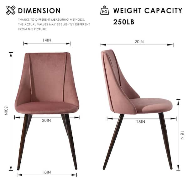 Pink Dining Chair with Wooden Frame Base -