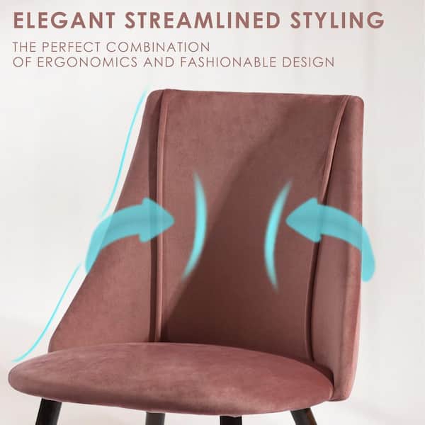 Pink Dining Chair with Wooden Frame Base -