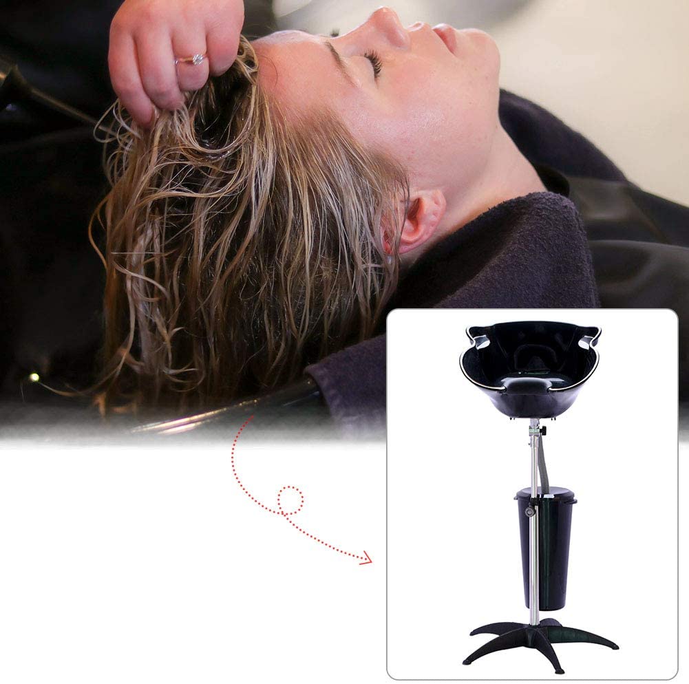 Portable Hair Washing Sink Wash Basin Adjustable Salon Bowl - Black (Pack of 5 Pieces) -