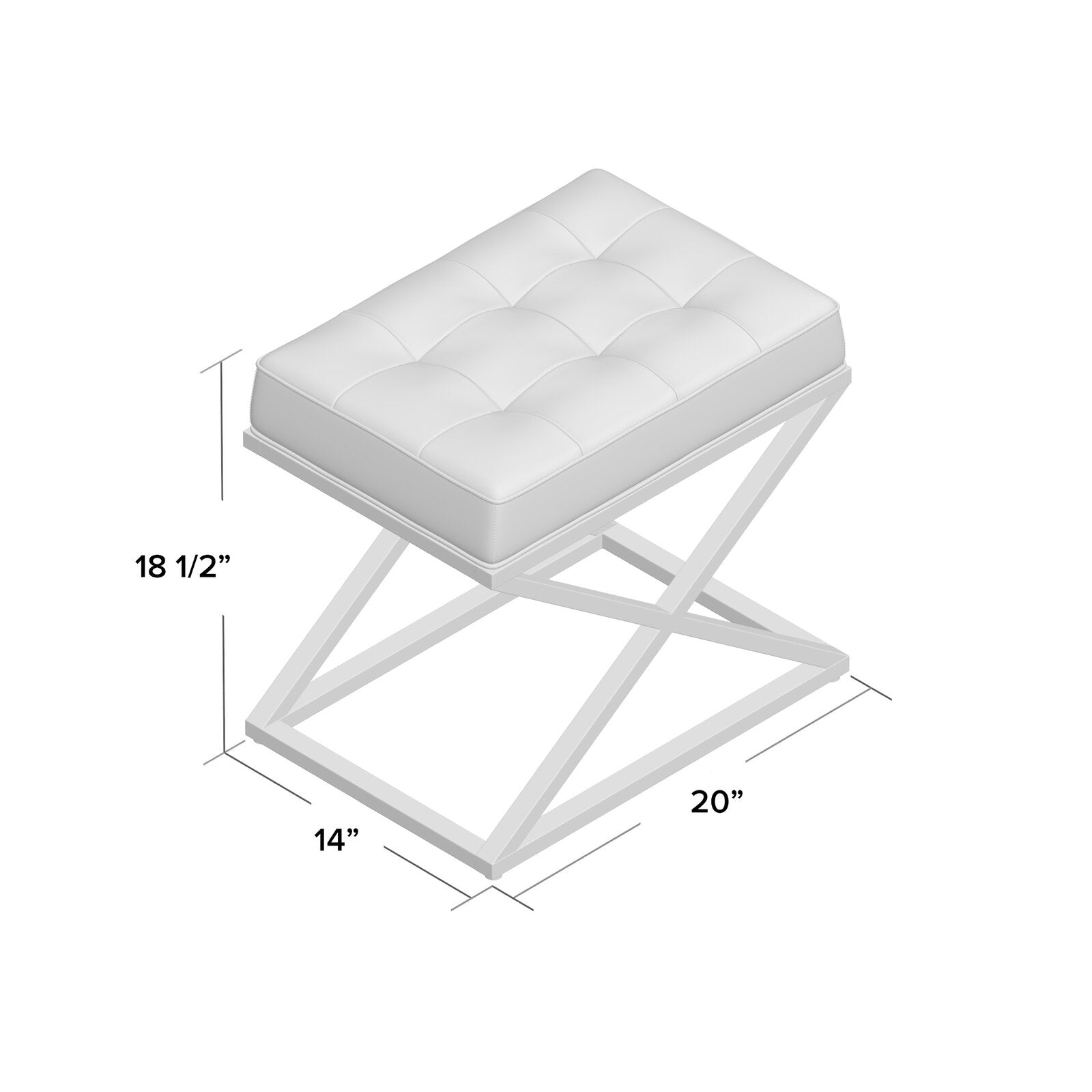 लेदरेट अपहोल्स्ट्री और मेटल बेस ओटोमन