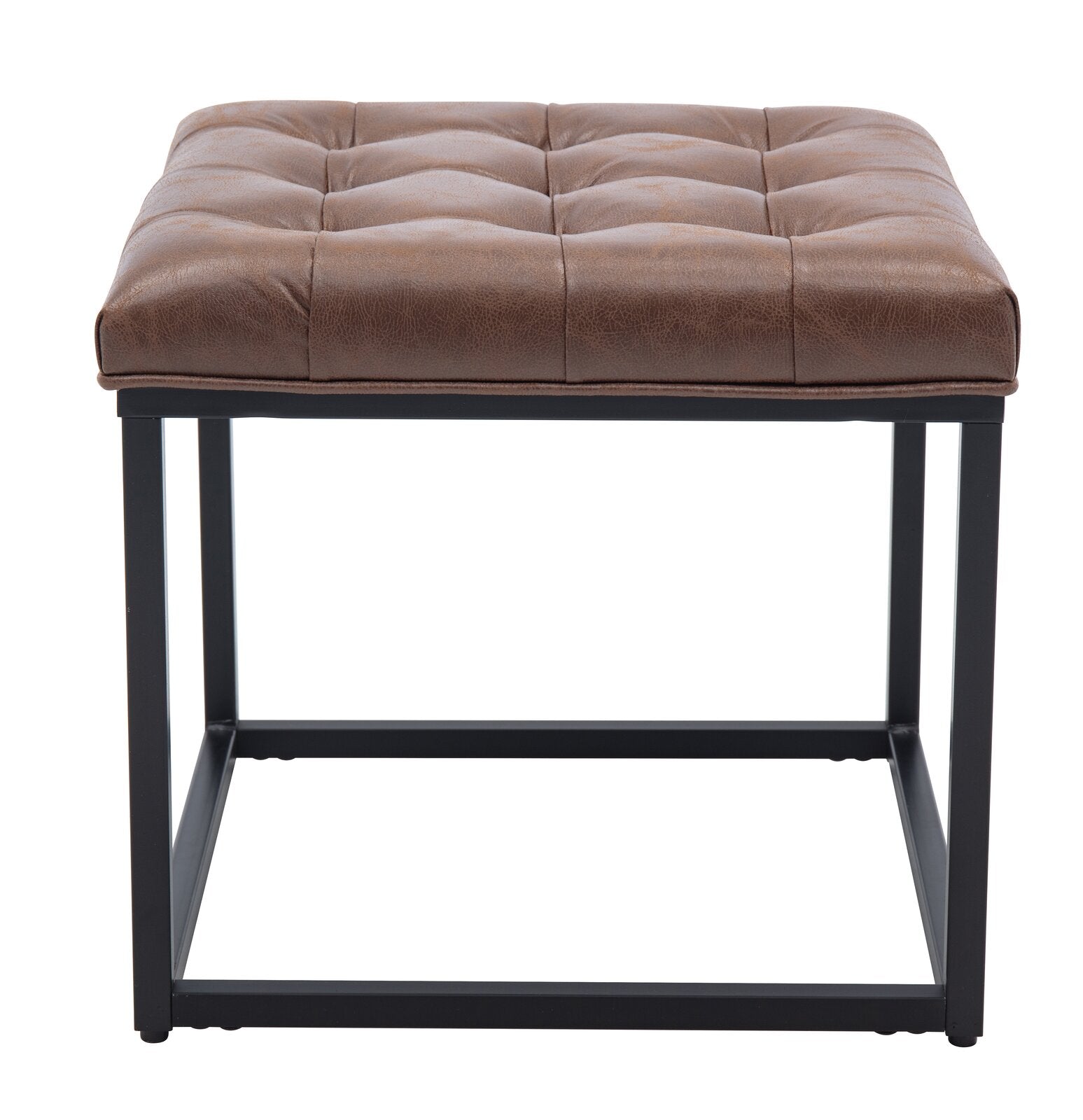 लेदरेट अपहोल्स्ट्री और मेटल बेस ओटोमन