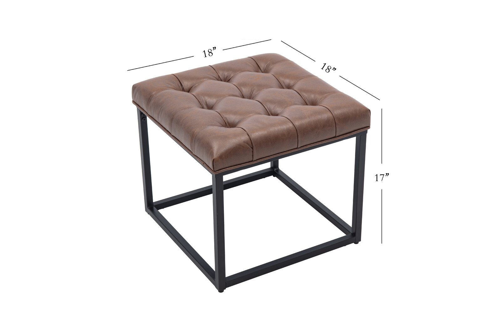 लेदरेट अपहोल्स्ट्री और मेटल बेस ओटोमन