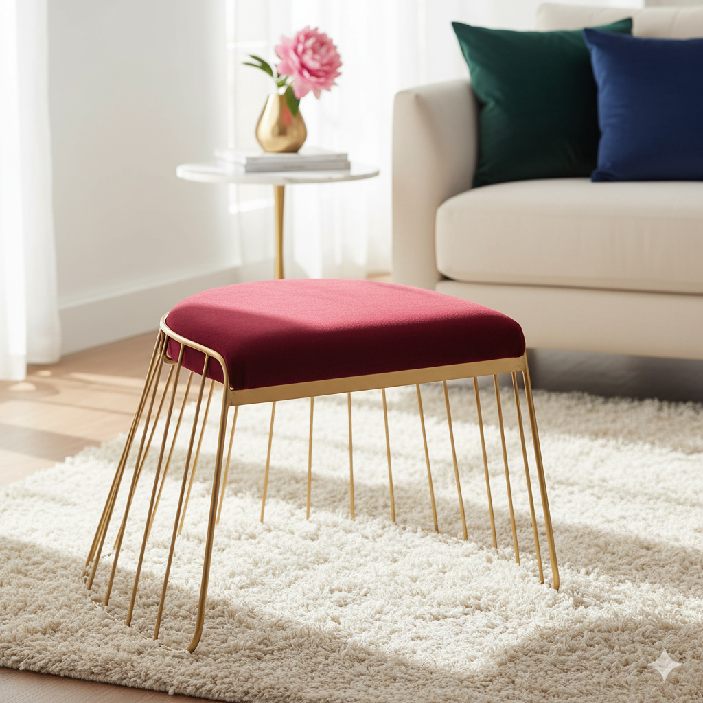 धातु आधार के साथ ओटोमन