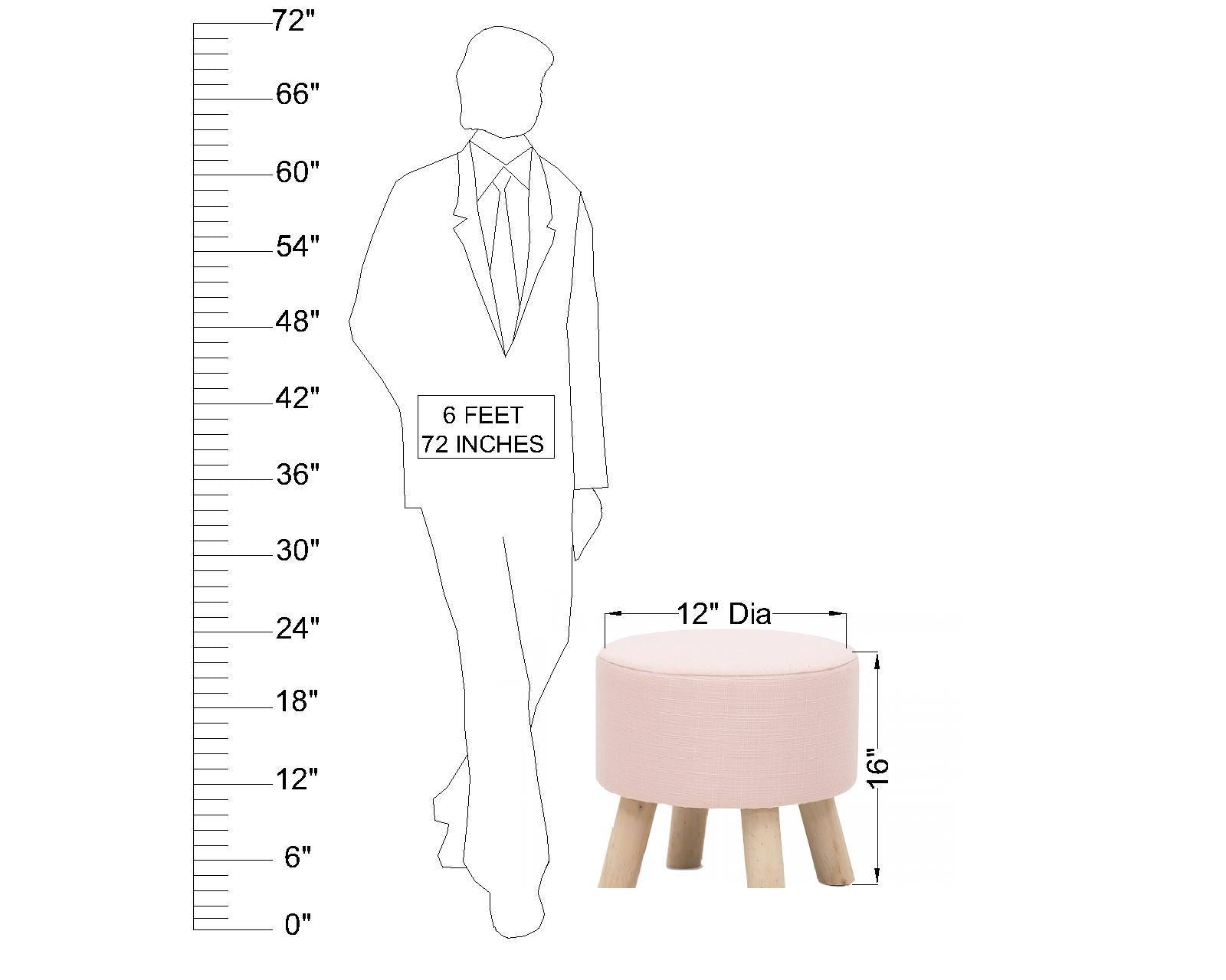 Pink Round Upholstered Pouffe Ottoman Footrest - Versatile Accent Furniture for Living Room