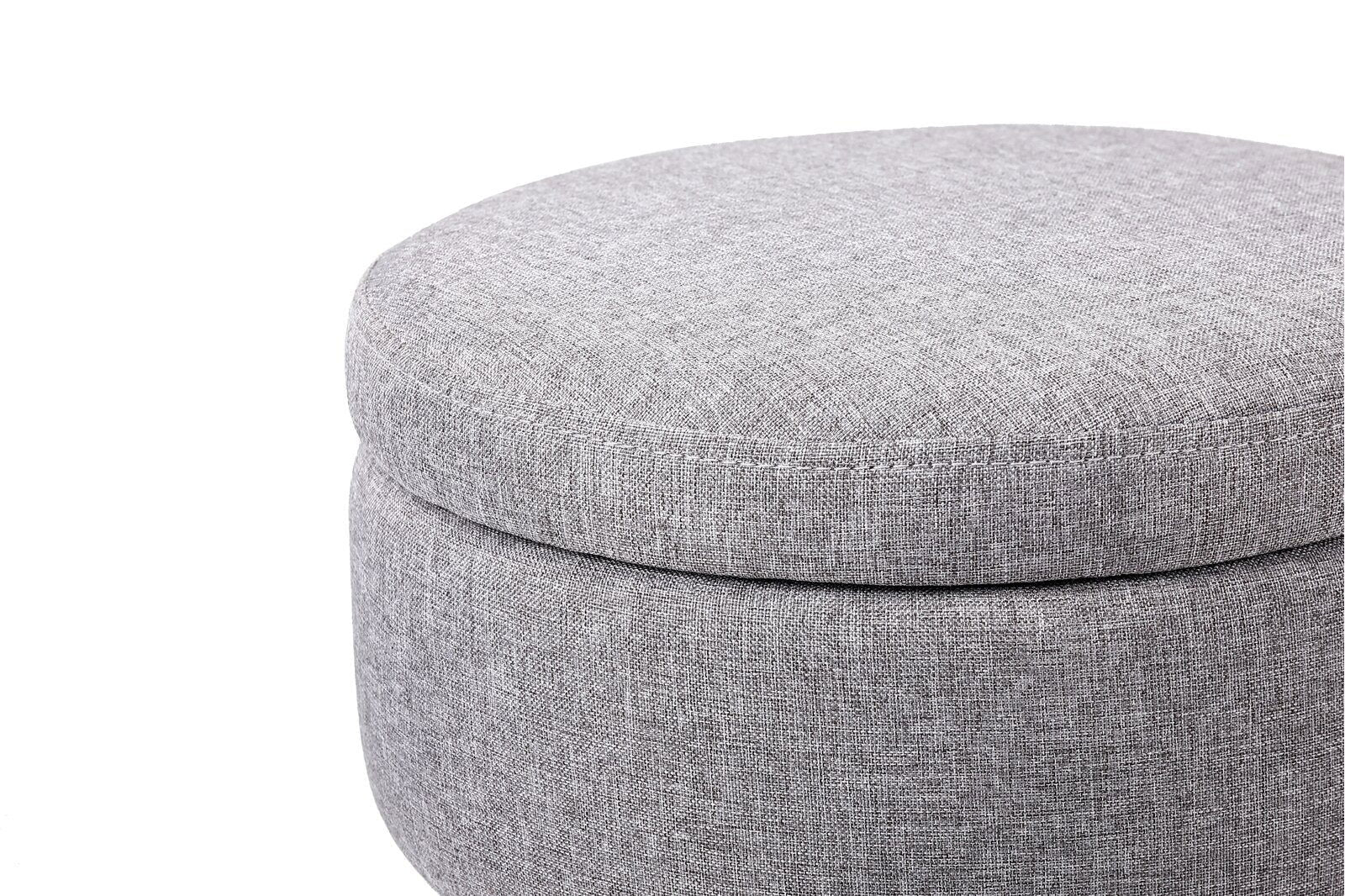 Pouffe with Storage Fabric Upholstery & Metal Base -