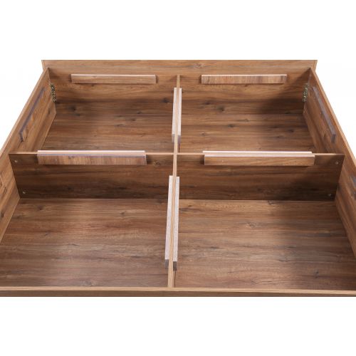 Queen Size Bed with Box Storage in Solid Wood with Natural Finish -