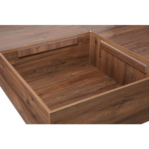 Queen Size Bed with Box Storage in Solid Wood with Natural Finish -