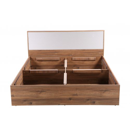 Queen Size Bed with Box Storage in Solid Wood with Natural Finish -