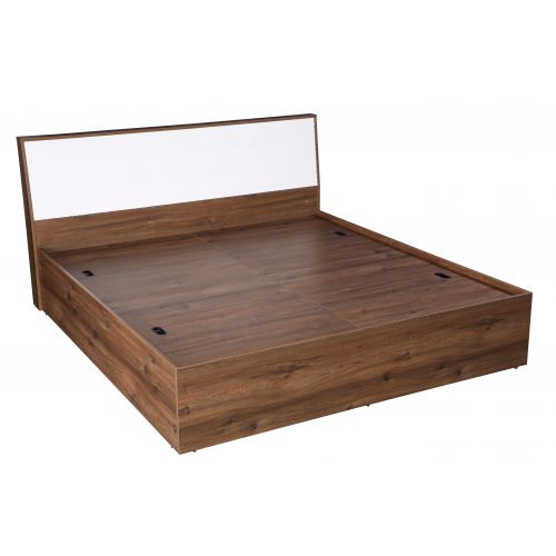Queen Size Bed with Box Storage in Solid Wood with Natural Finish -