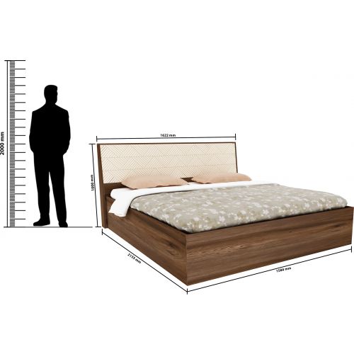 Queen Size Bed with Box Storage in Solid Wood with Natural Finish -