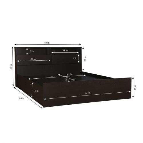 Queen Size Bed with Box storage in Dark Walnut??Ã­ -