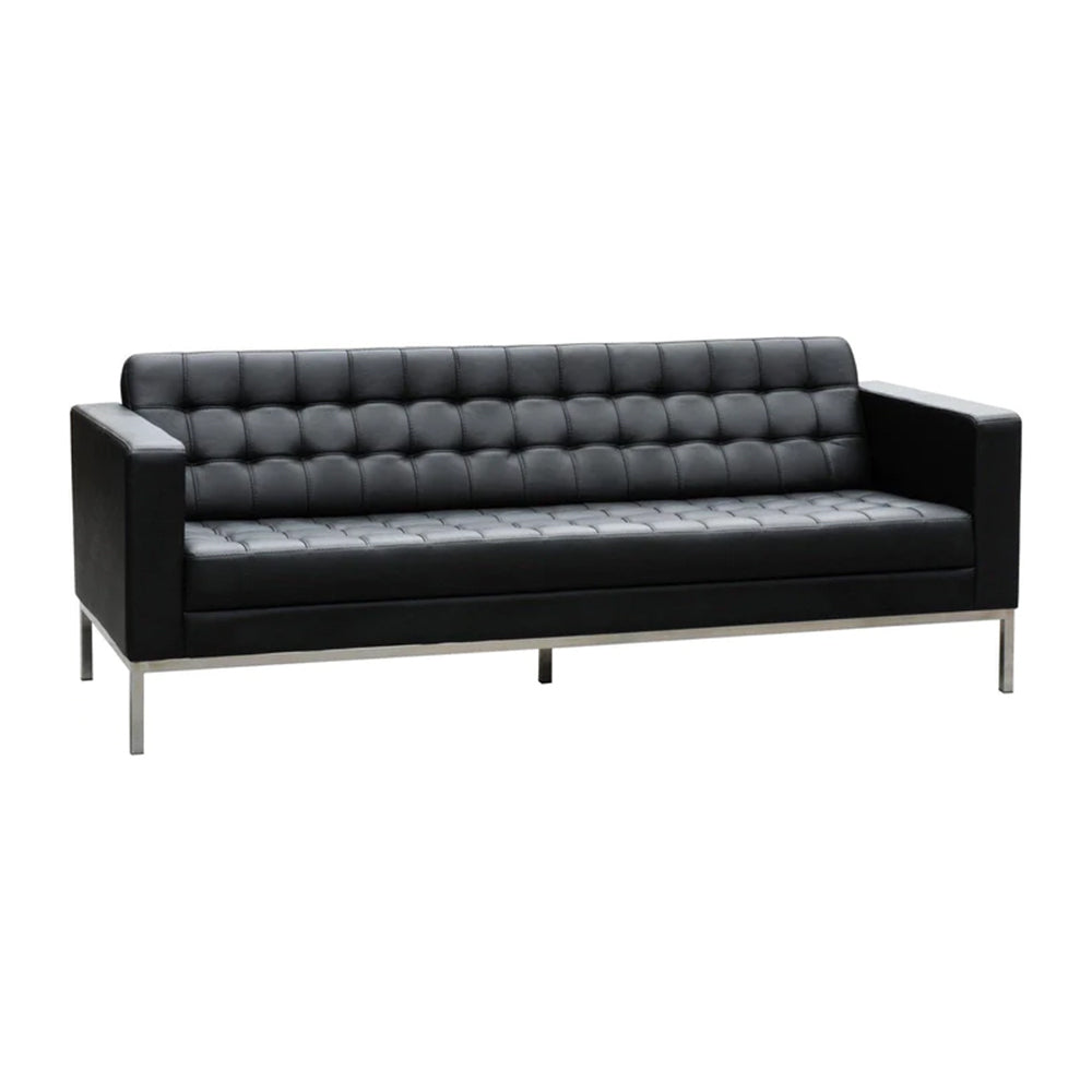 Quilted Leatherette Upholstery with Metal Sofa -
