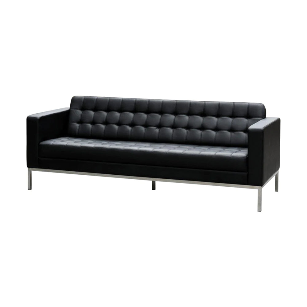 Quilted Leatherette Upholstery with Metal Sofa -