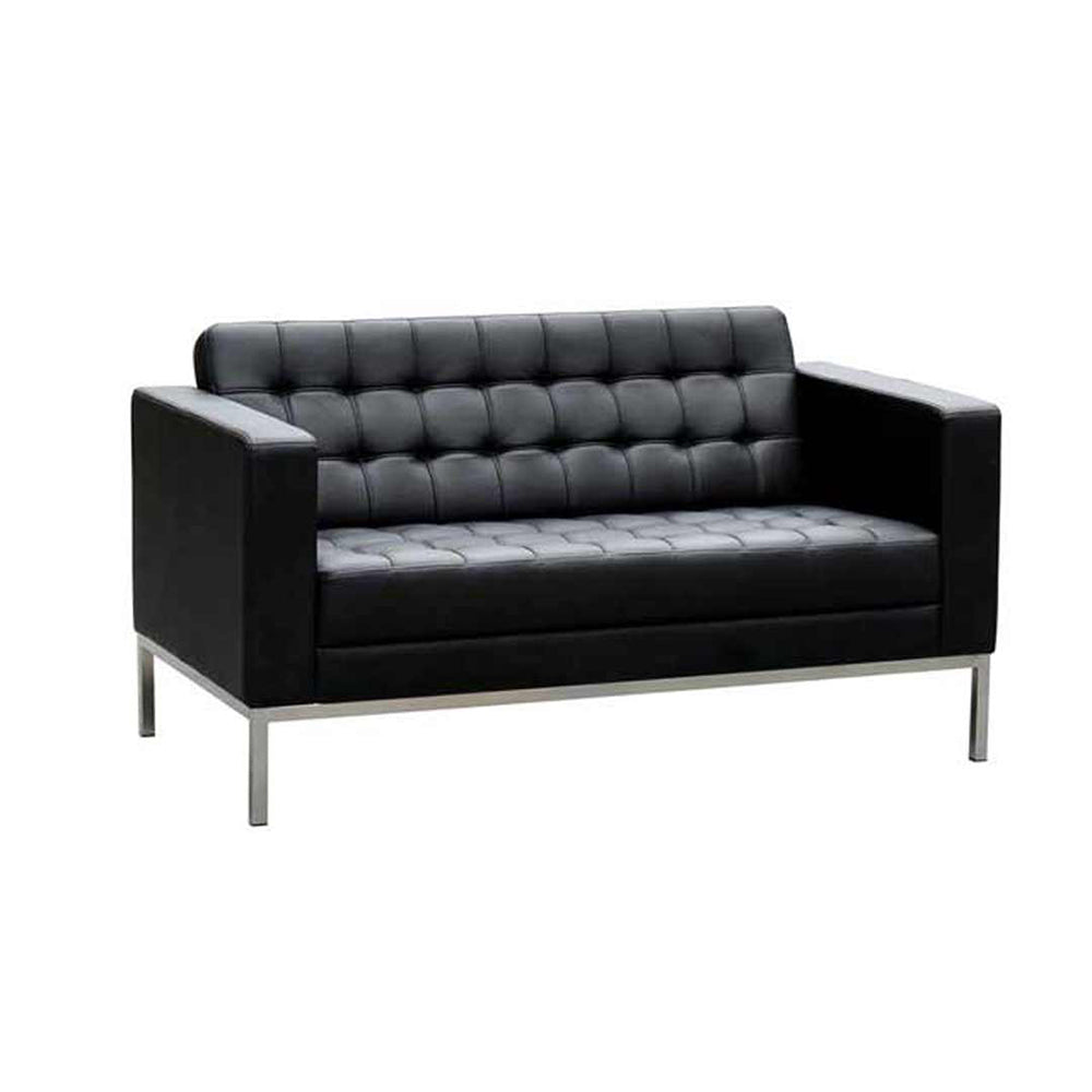 Quilted Leatherette Upholstery with Metal Sofa -