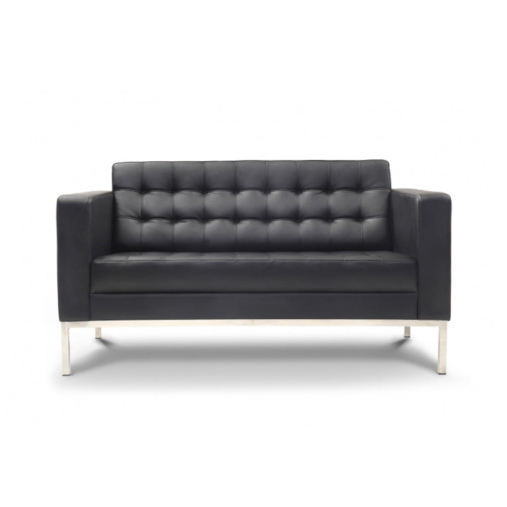 Quilted Leatherette Upholstery with Metal Sofa -
