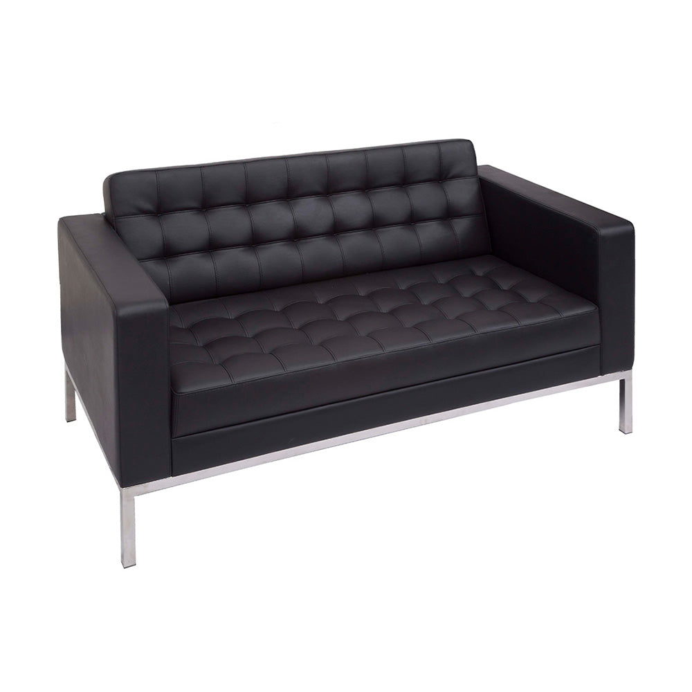 Quilted Leatherette Upholstery with Metal Sofa -