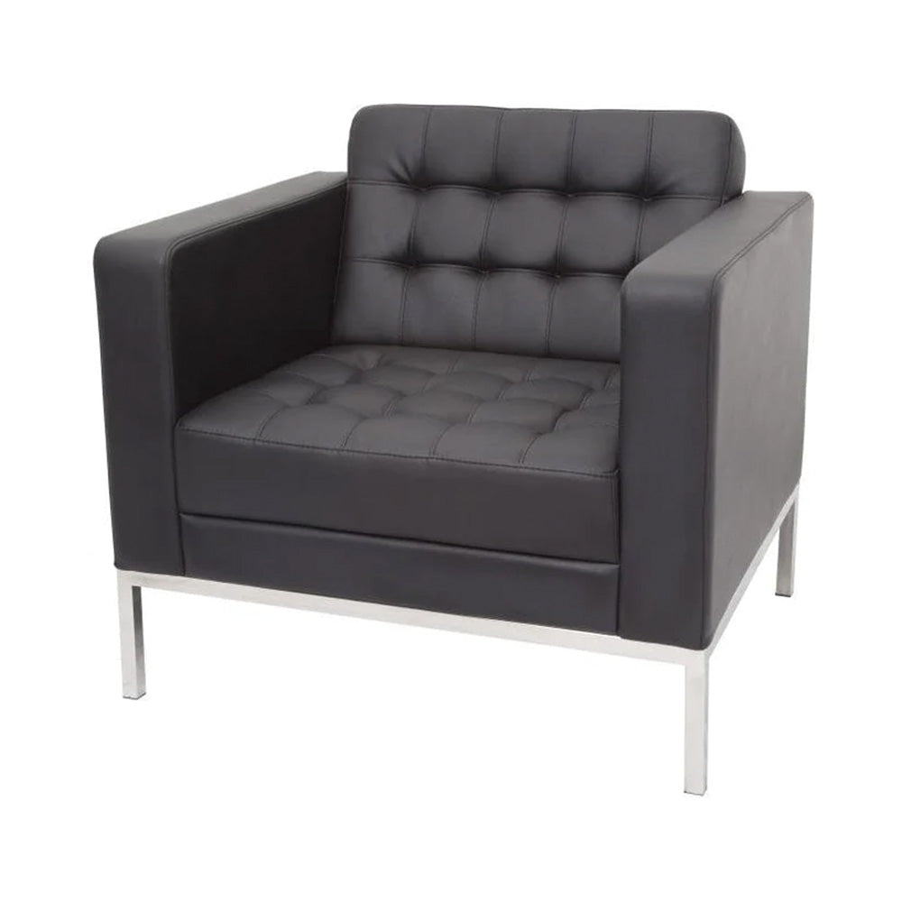 Quilted Leatherette Upholstery with Metal Sofa -