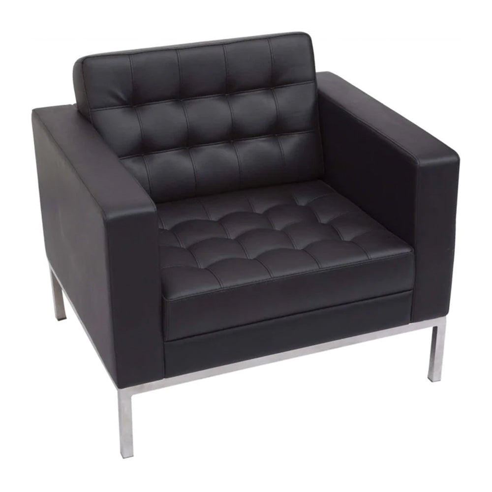 Quilted Leatherette Upholstery with Metal Sofa -