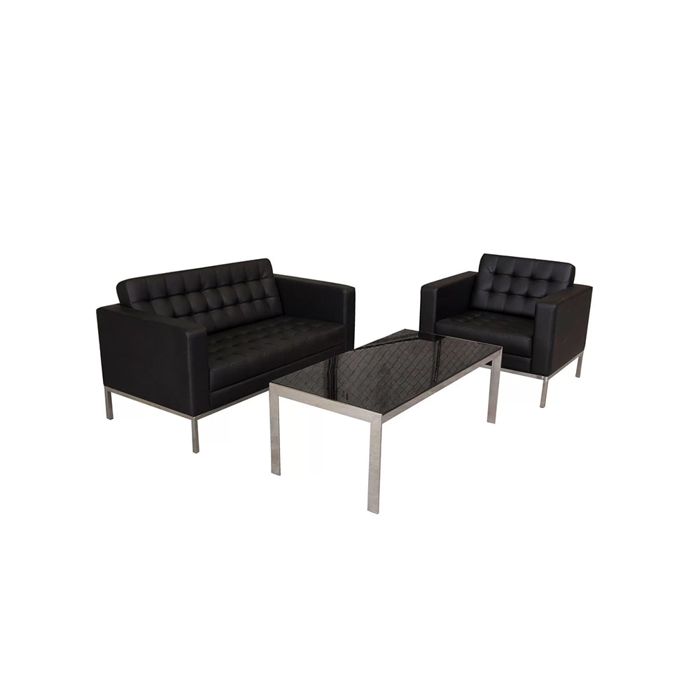 Quilted Leatherette Upholstery with Metal Sofa -
