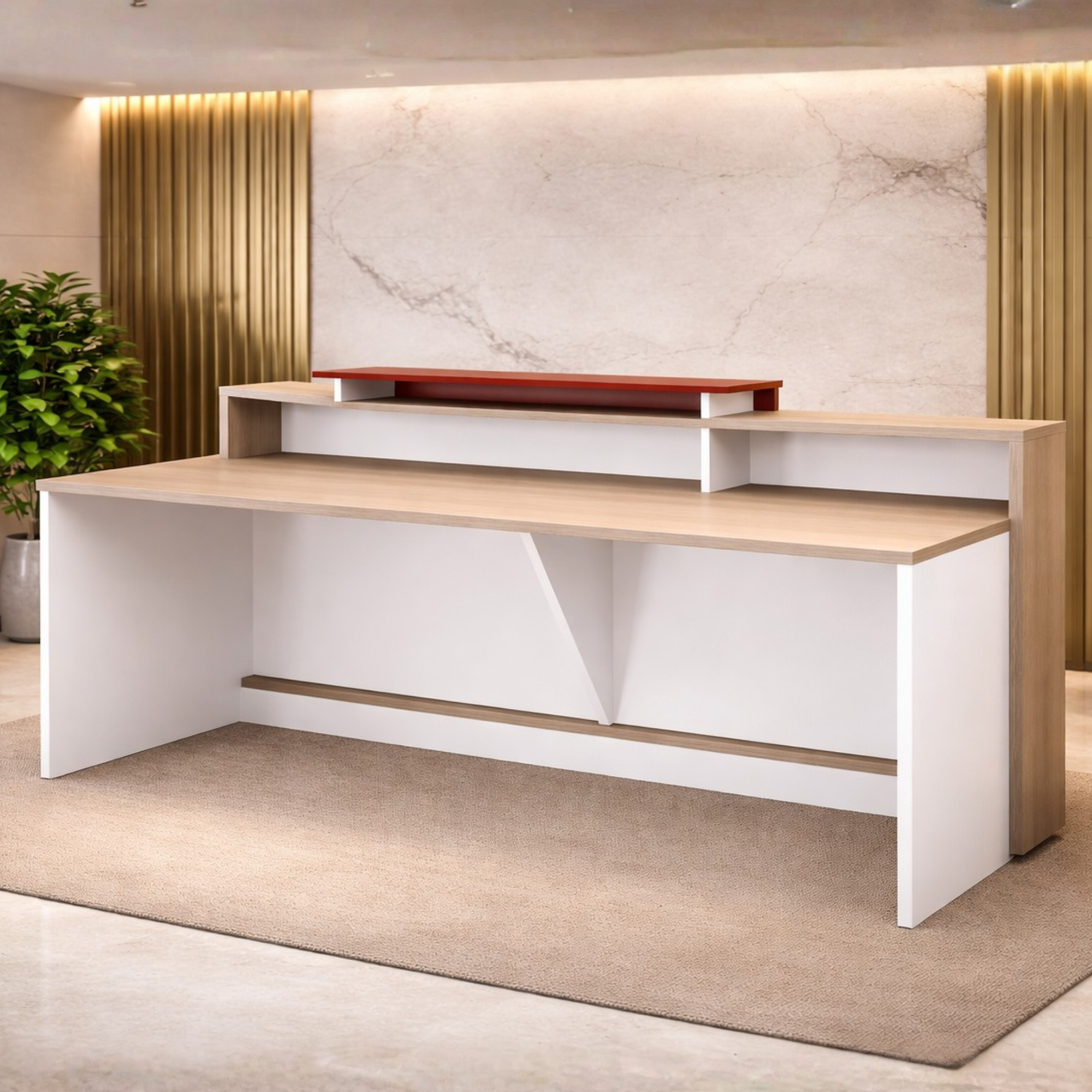 Reception Table with Engineered wood and laminate for lasting durability, world standard for premium furniture  Pearwood
