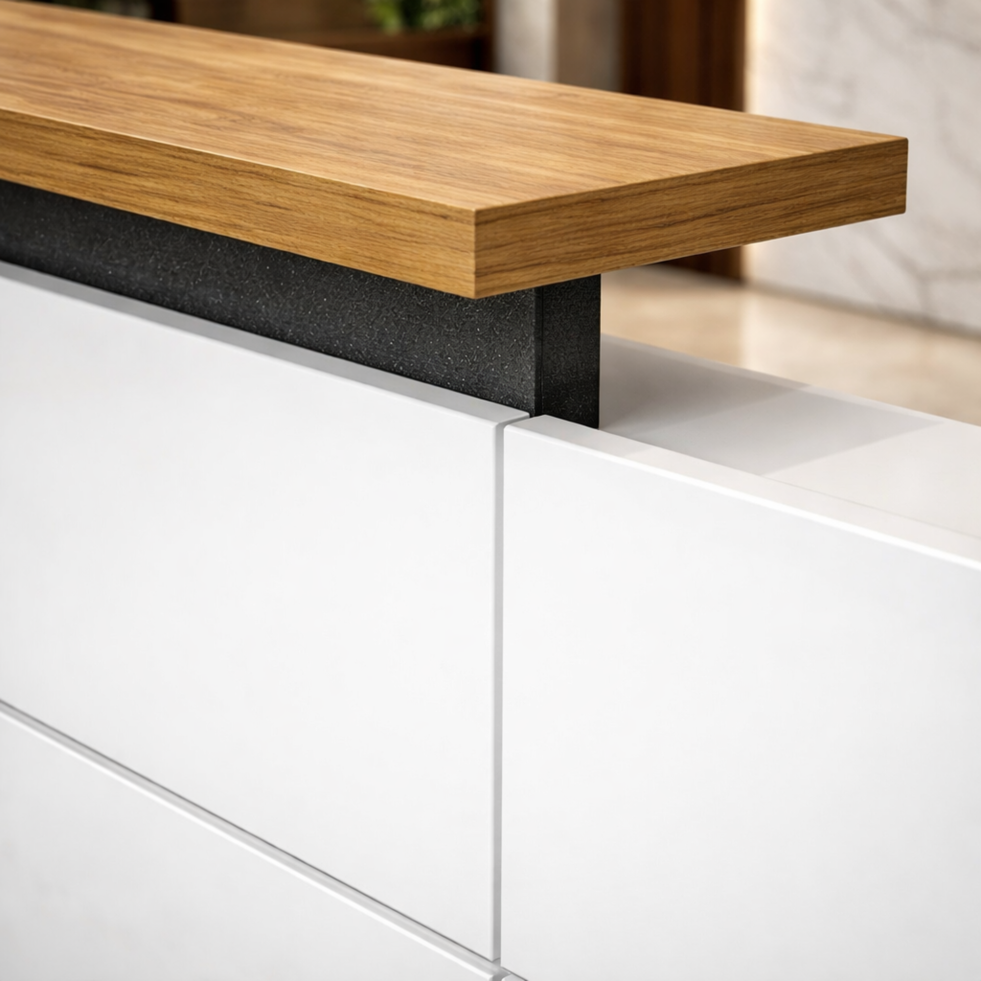 Reception Table Made In Engineered Wood Is a Highly Durable Material And a World Standard for Premium Furniture While the Laminate Matte White