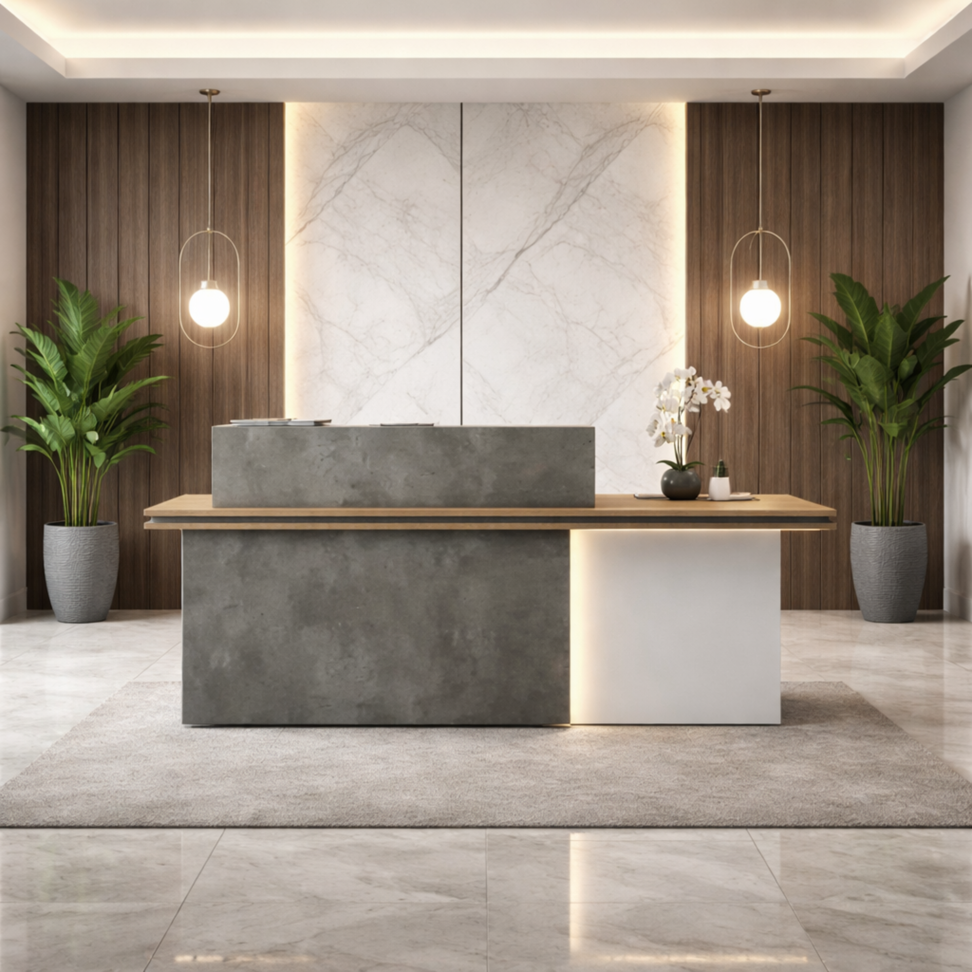 Reception Table Made In Engineered Wood Is Includes One Fixed Storage Pedestal and, Inbuilt Wire Management Grommet