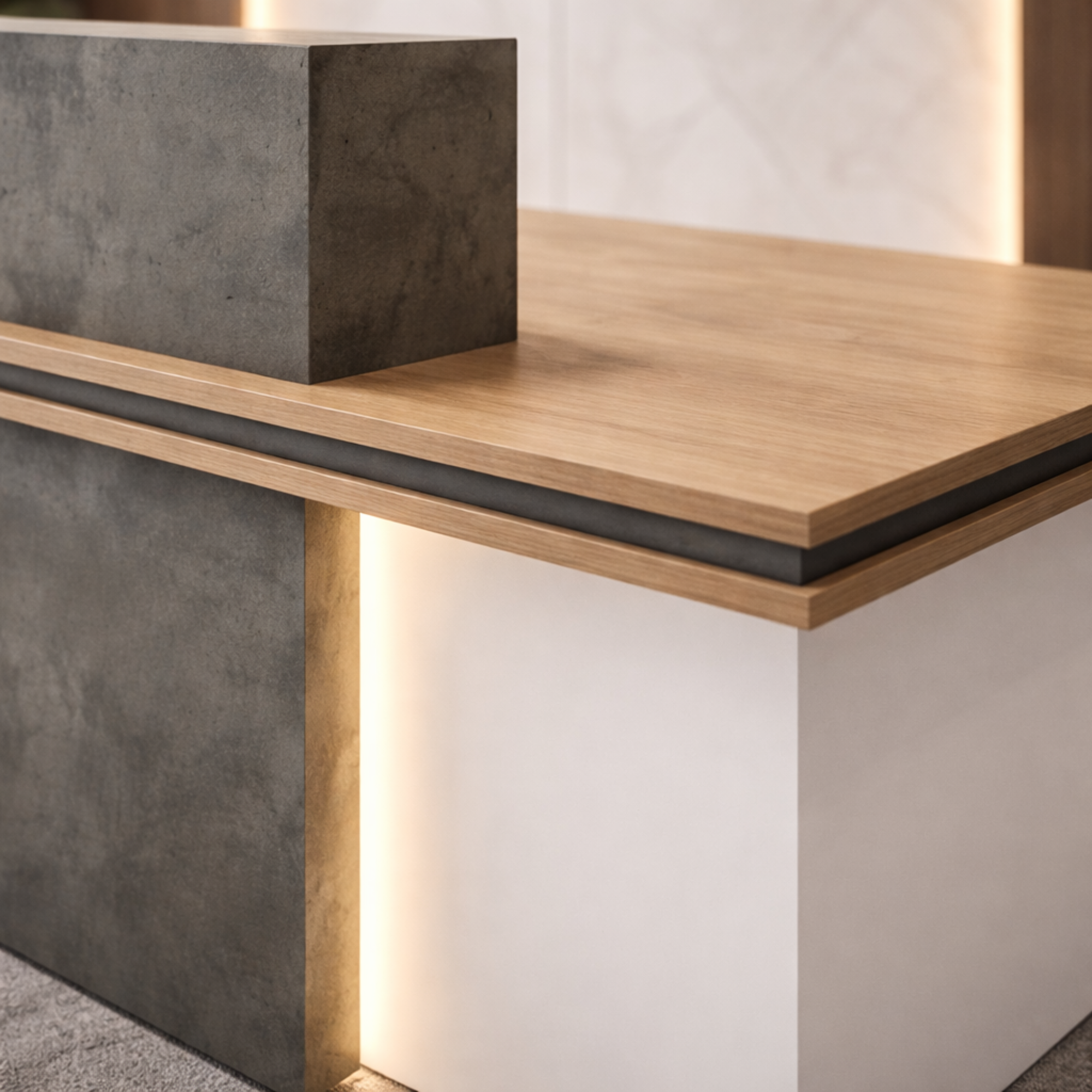 Reception Table Made In Engineered Wood Is Includes One Fixed Storage Pedestal and, Inbuilt Wire Management Grommet