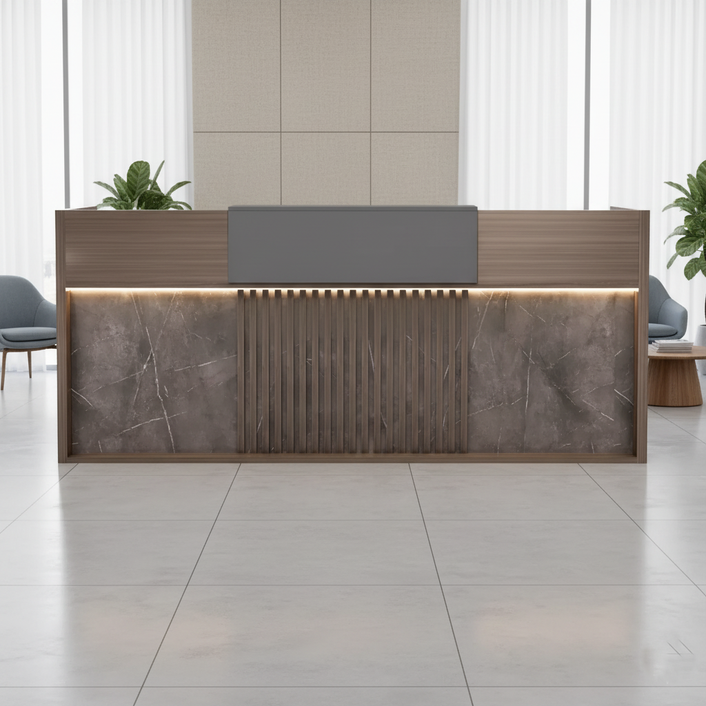 Reception Table Made In MDF Is A Highly Durable Material, Office Table