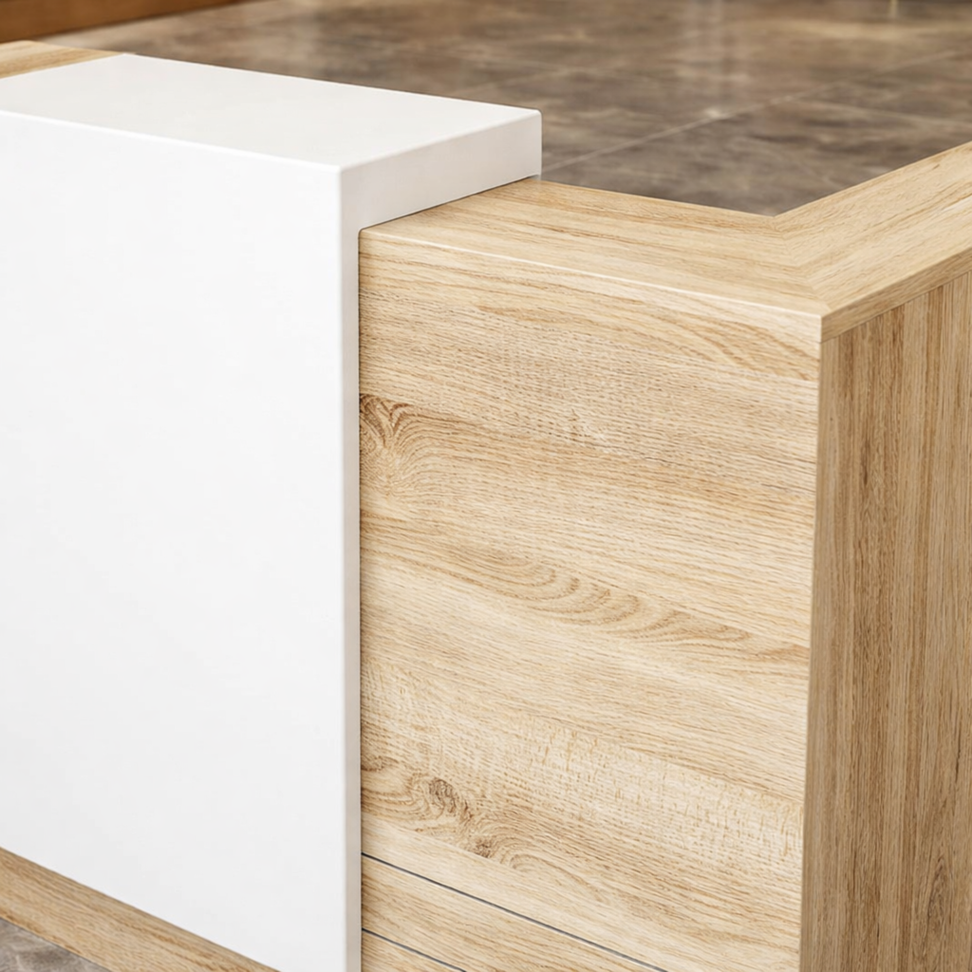 Reception Table Made In Particle Board with Double Counter Includes Wire Manager - Office Table