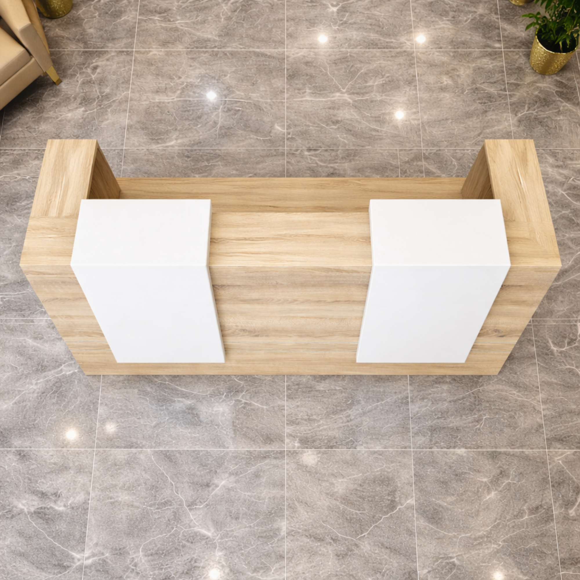 Reception Table Made In Particle Board with Double Counter Includes Wire Manager - Office Table