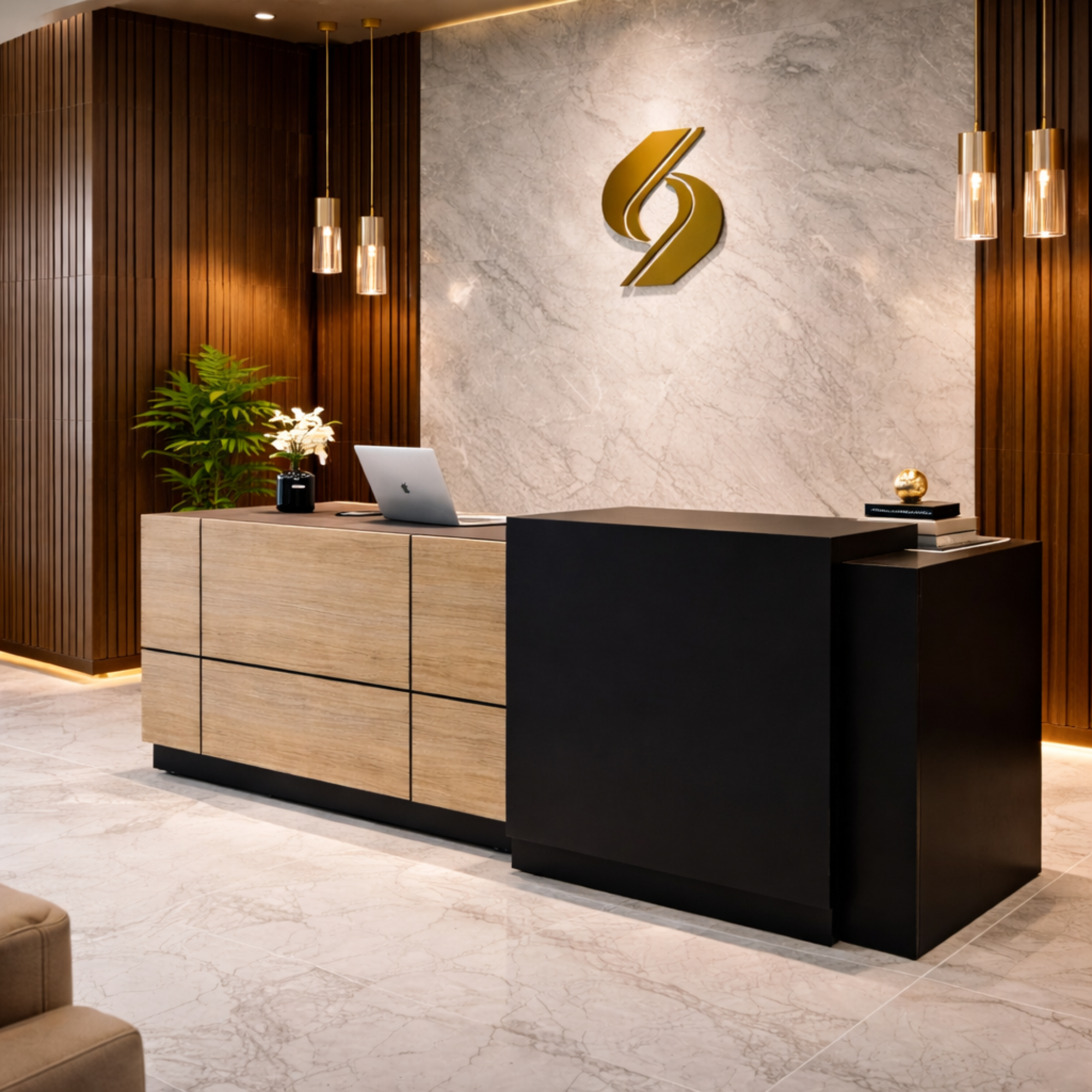 অফিস এবং হোটেলের ফ্রন্ট ডেস্কের জন্য অভ্যর্থনা টেবিল ল্যামিনেট দিয়ে MDF দিয়ে তৈরি, 1টি লকযোগ্য ড্রয়ার এবং কেবল ম্যানেজার সহ বড় কাউন্টার ওয়ার্ক সারফেস