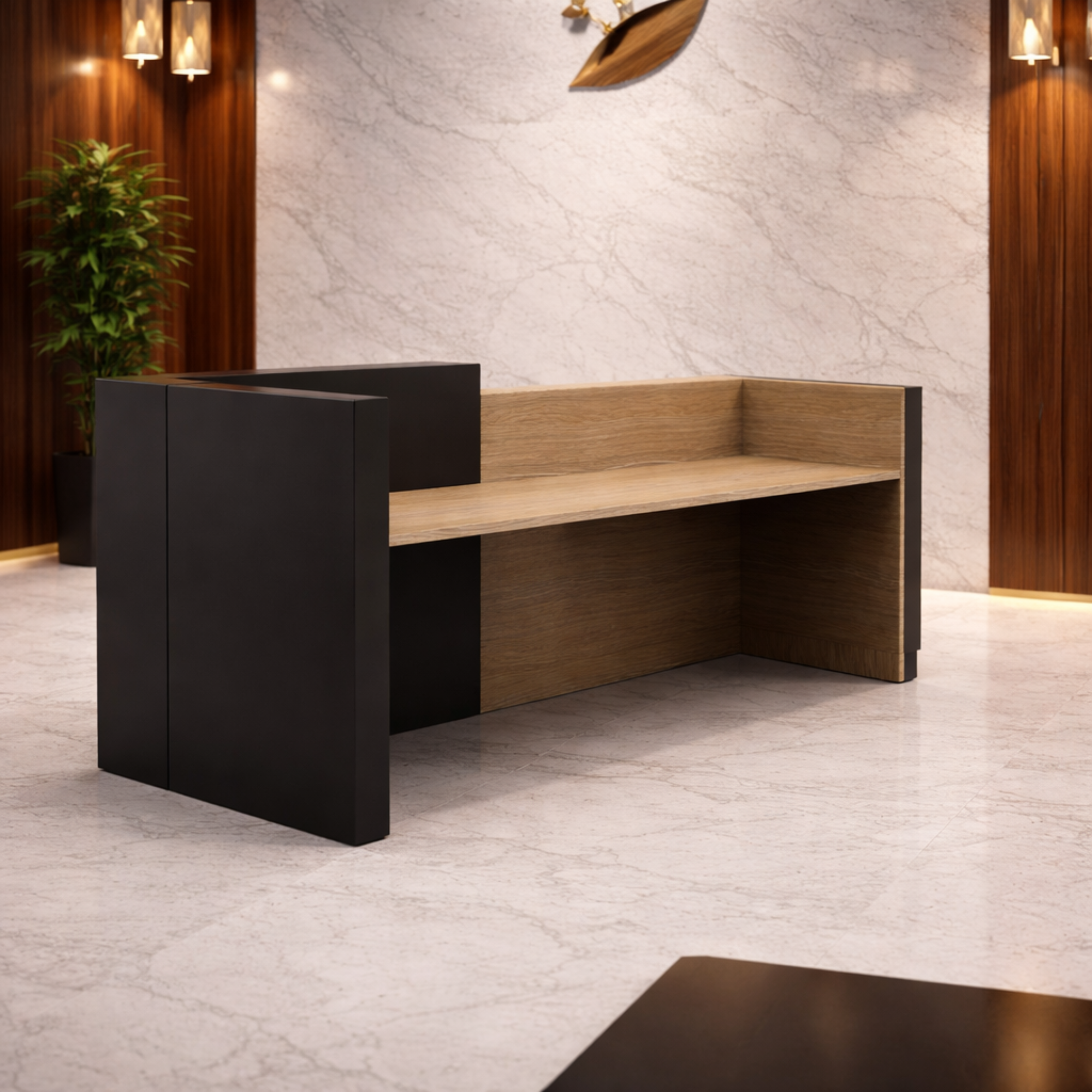 অফিস এবং হোটেলের ফ্রন্ট ডেস্কের জন্য অভ্যর্থনা টেবিল ল্যামিনেট দিয়ে MDF দিয়ে তৈরি, 1টি লকযোগ্য ড্রয়ার এবং কেবল ম্যানেজার সহ বড় কাউন্টার ওয়ার্ক সারফেস