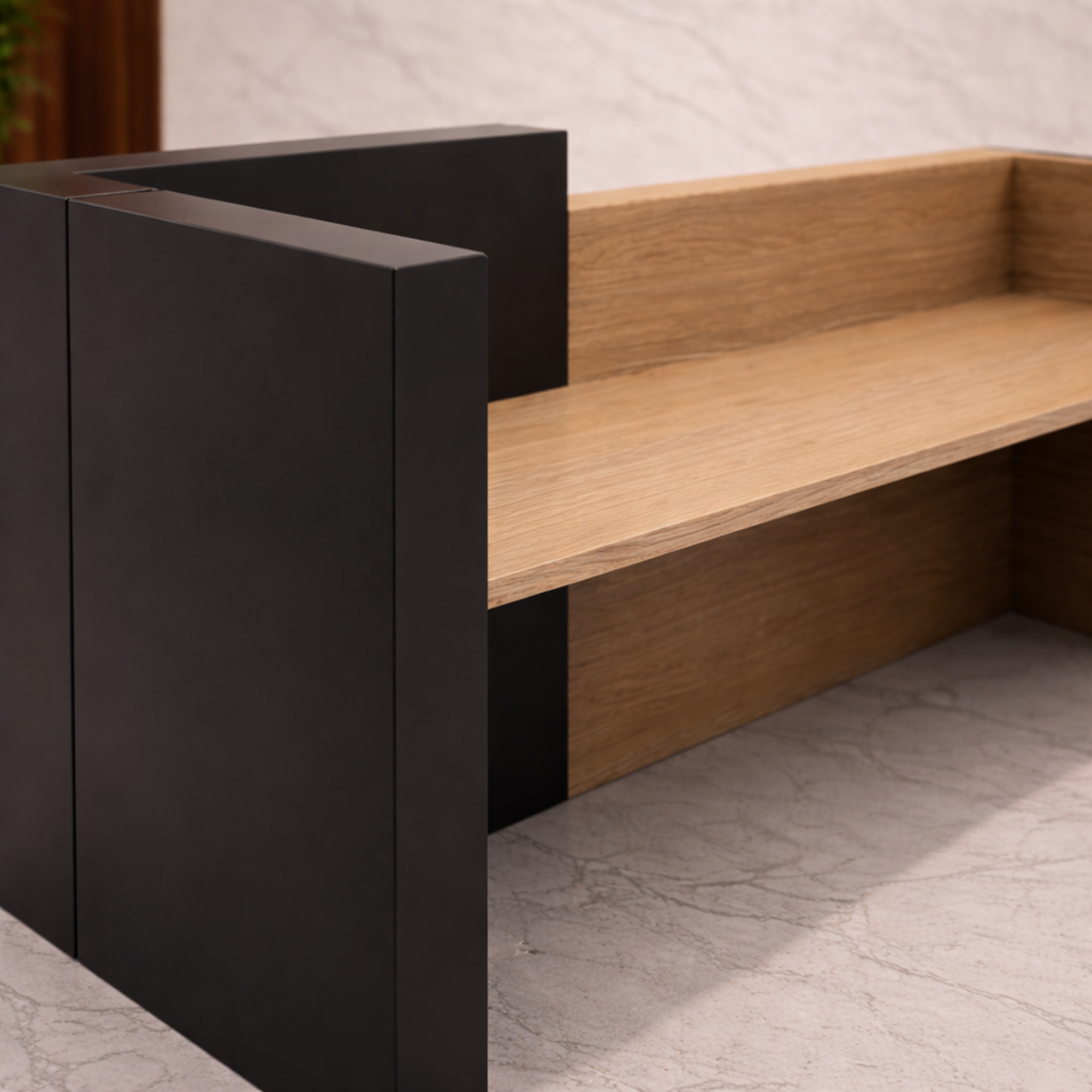 অফিস এবং হোটেলের ফ্রন্ট ডেস্কের জন্য অভ্যর্থনা টেবিল ল্যামিনেট দিয়ে MDF দিয়ে তৈরি, 1টি লকযোগ্য ড্রয়ার এবং কেবল ম্যানেজার সহ বড় কাউন্টার ওয়ার্ক সারফেস