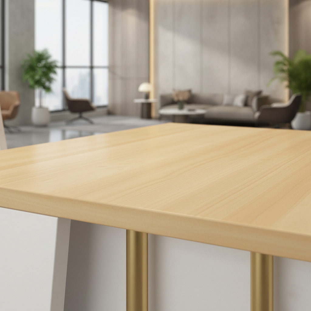 Reception Table for Office Small Counter Stylish Design Made in Particle Board and Drawers & Storage