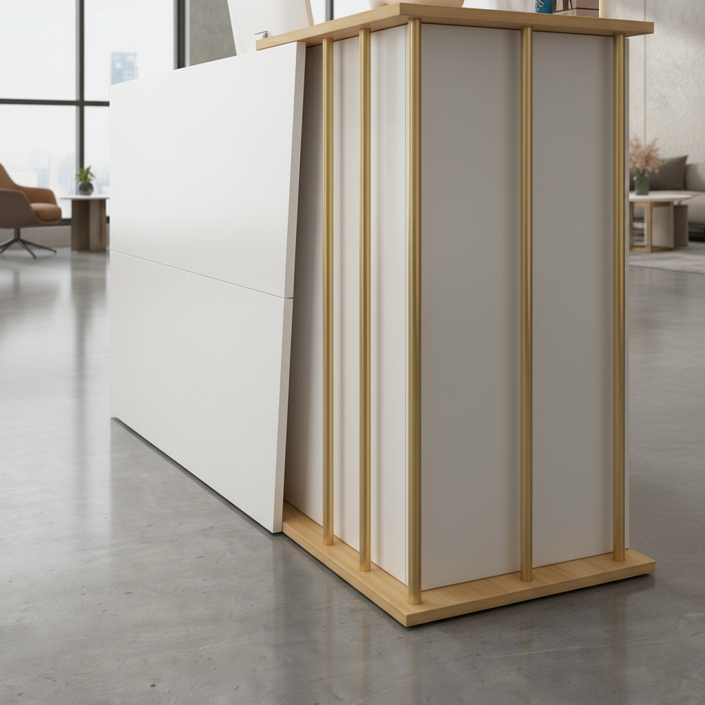 Reception Table for Office Small Counter Stylish Design Made in Particle Board and Drawers & Storage