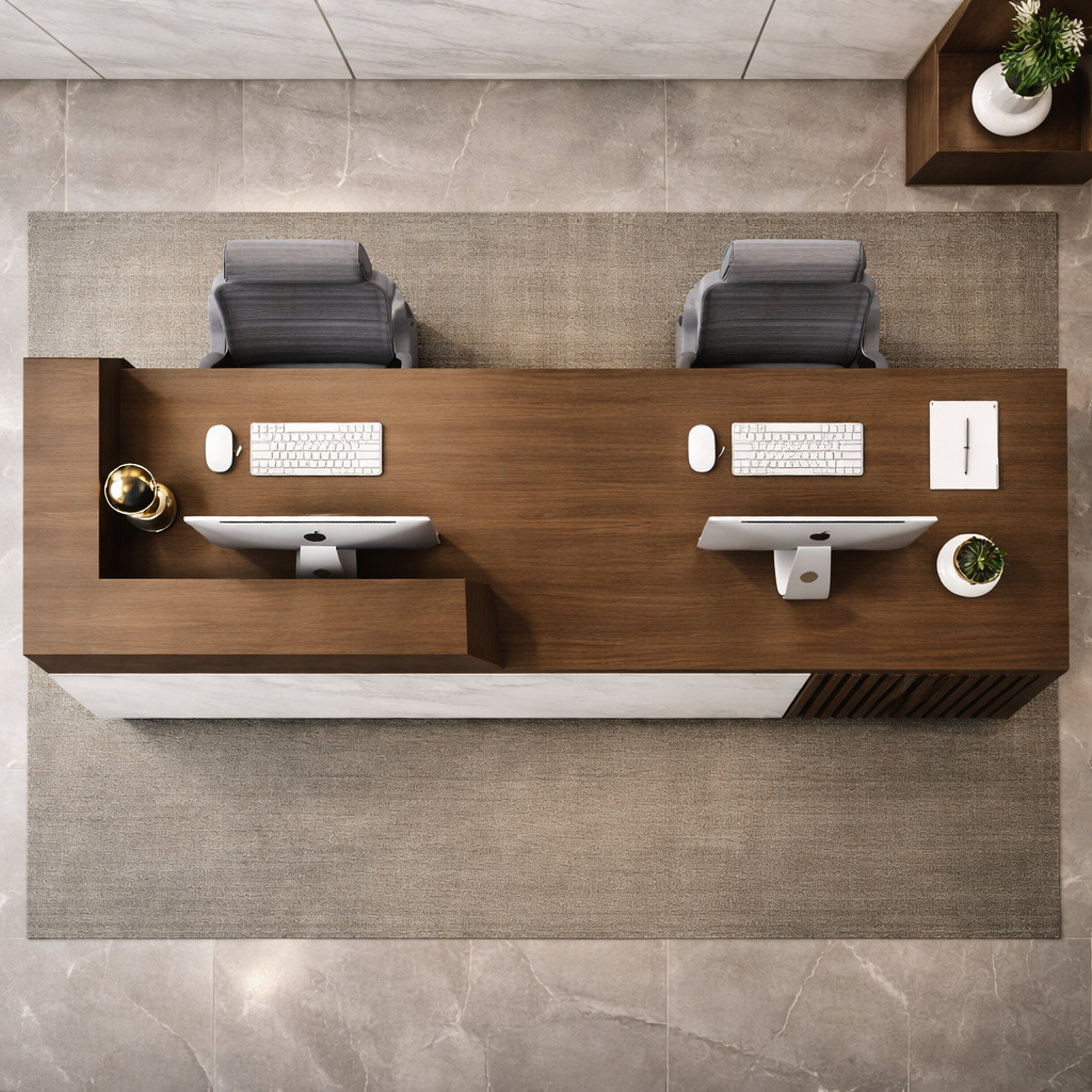 Modern Reception Table with Marble Texture, Premium Design for Corporate Offices, Hotels & Commercial Reception Areas