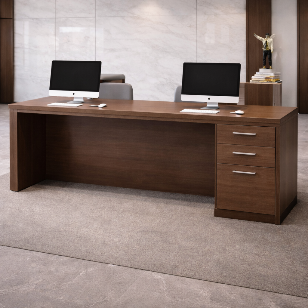Modern Reception Table with Marble Texture, Premium Design for Corporate Offices, Hotels & Commercial Reception Areas