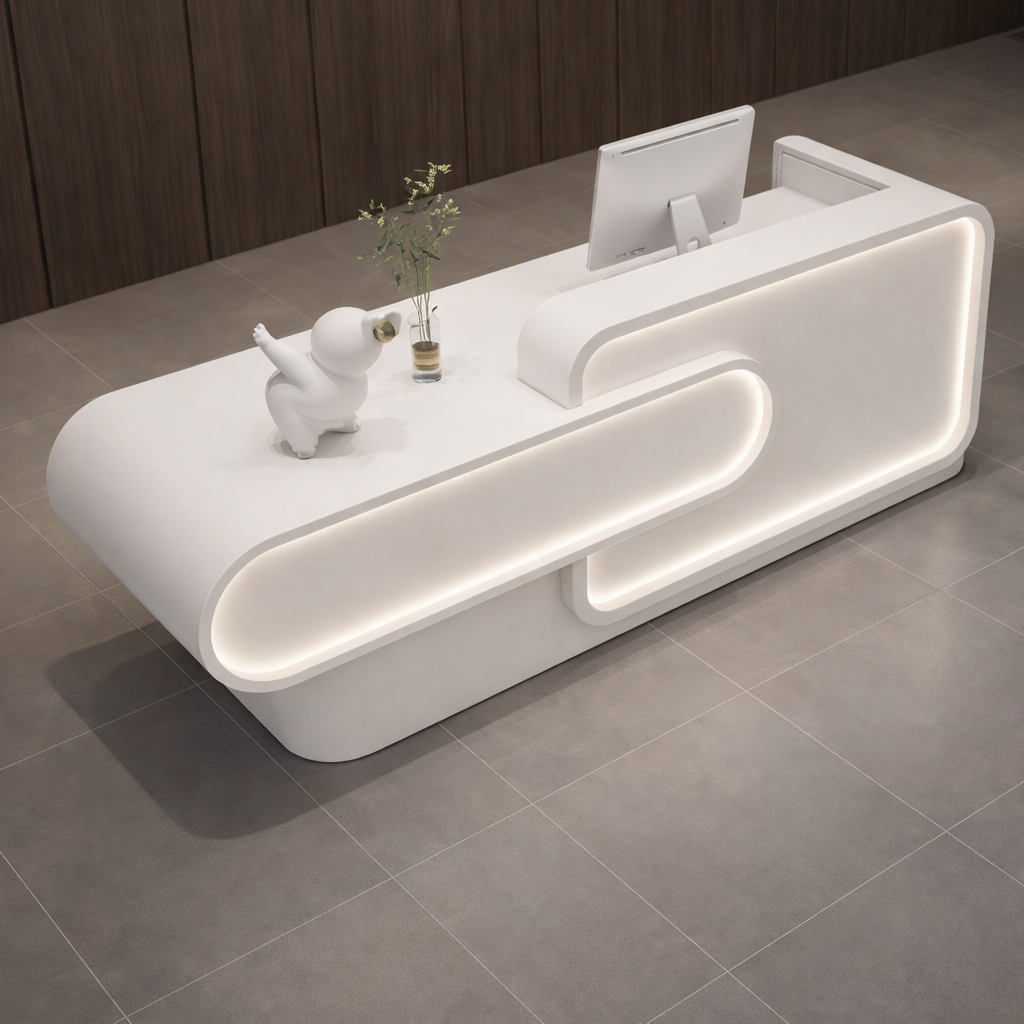 Unique Reception Table For Office Furniture and Premium Quality and Storage, Modern Design Counter Desk for Office