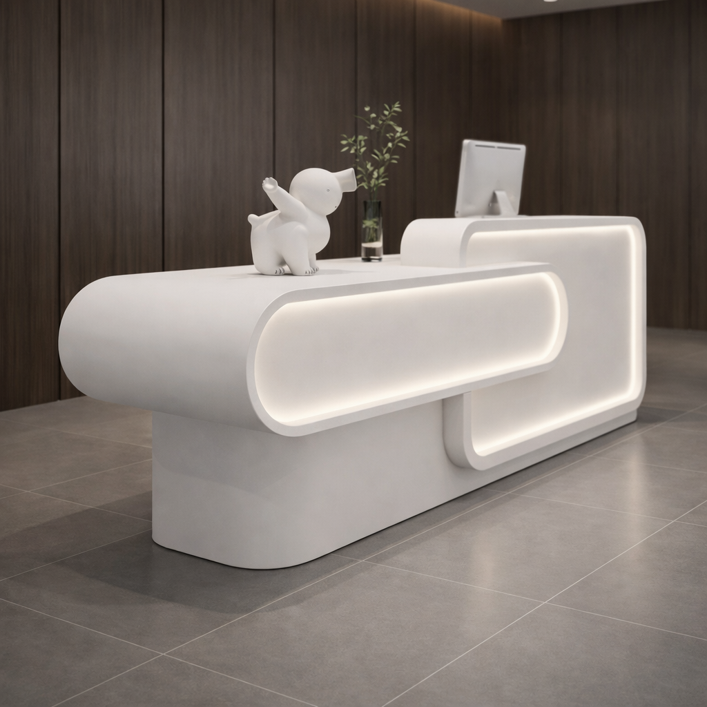 Unique Reception Table For Office Furniture and Premium Quality and Storage, Modern Design Counter Desk for Office