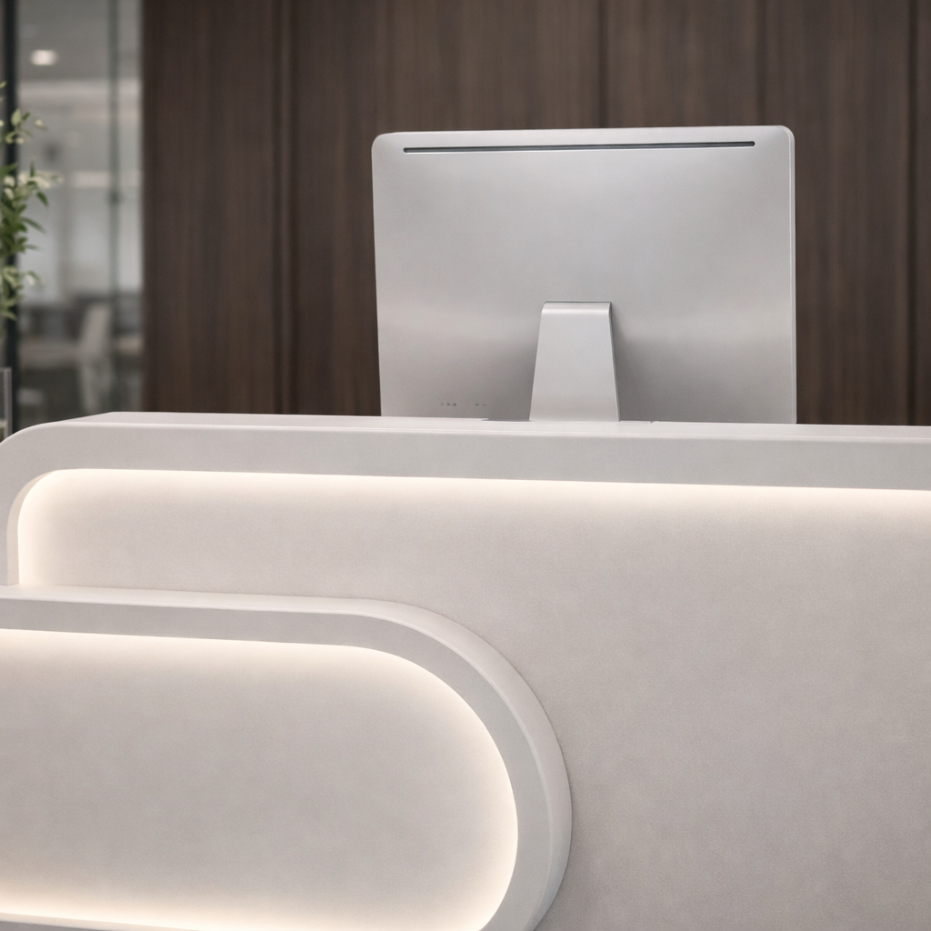 Unique Reception Table For Office Furniture and Premium Quality and Storage, Modern Design Counter Desk for Office