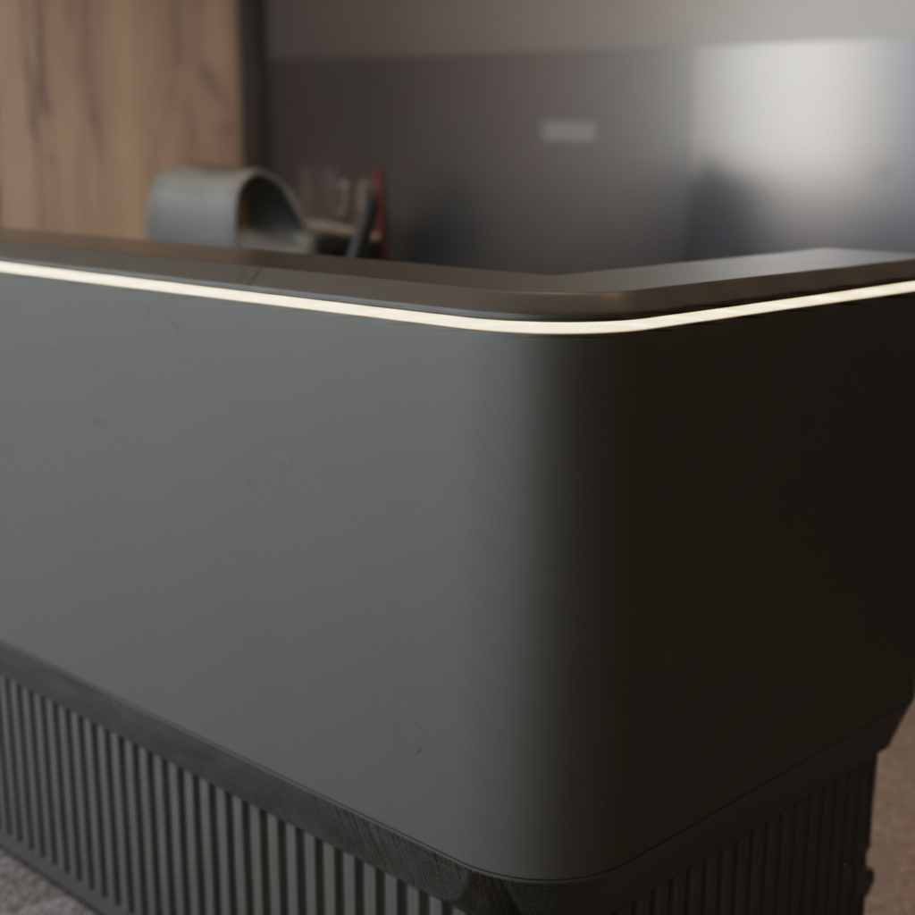 Modern Premium Reception Table with Carve Edge, Matte Finish Front Desk, Contemporary Office Reception Counter